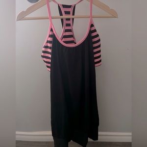 Lululemon no limit pink strip yoga tank